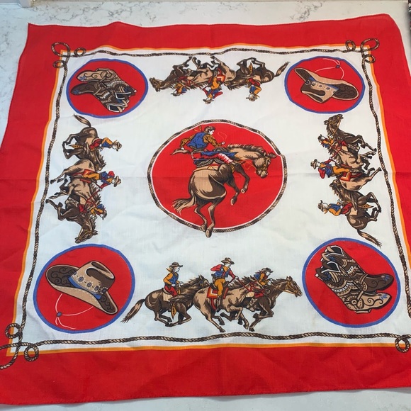 Vintage Western Cowboy Rodeo Bandana Scarf Set of 5 USA - Picture 2 of 7